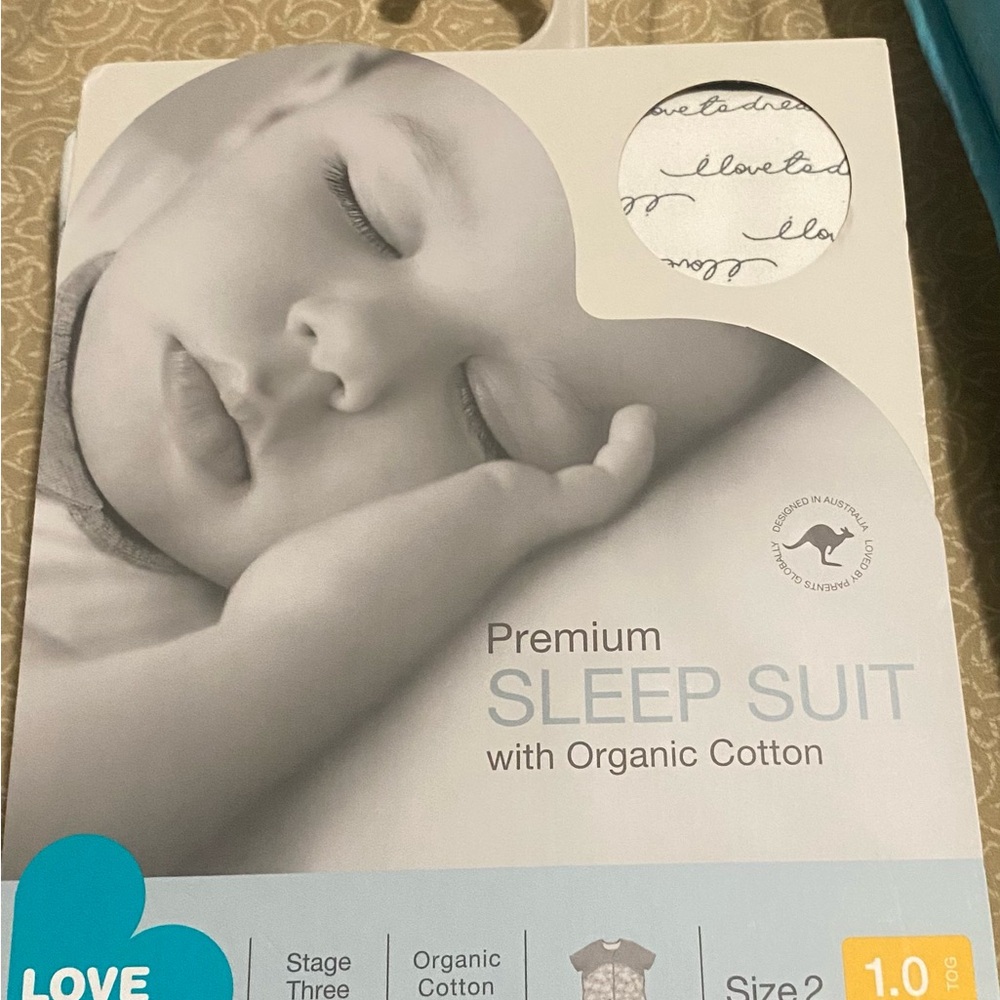 Love to Dream Organic Cotton Sleep Suit - White and Gray